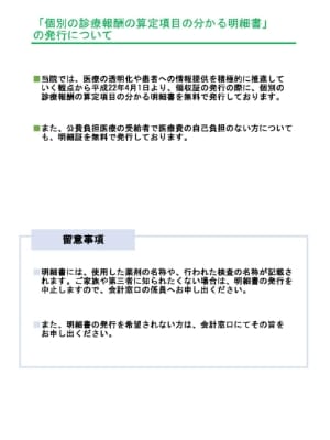 個別診療報酬の算定項目のわかる明細